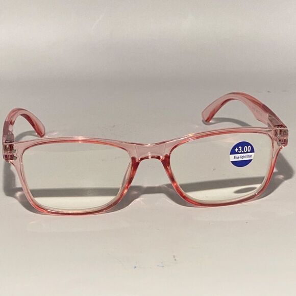 1442 Helen Reading Glasses 3.0 Readers Bluelight Filter Pink Frame NWT - Picture 3 of 9